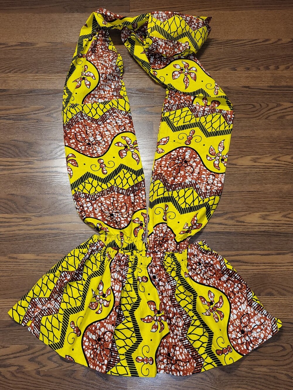 Womens Ethnic AFRICAN Yellow ANKARA Geometric Print Infinity Halter Skirt Dress